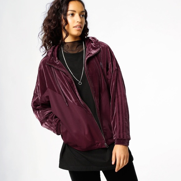 adidas velvet jacket maroon